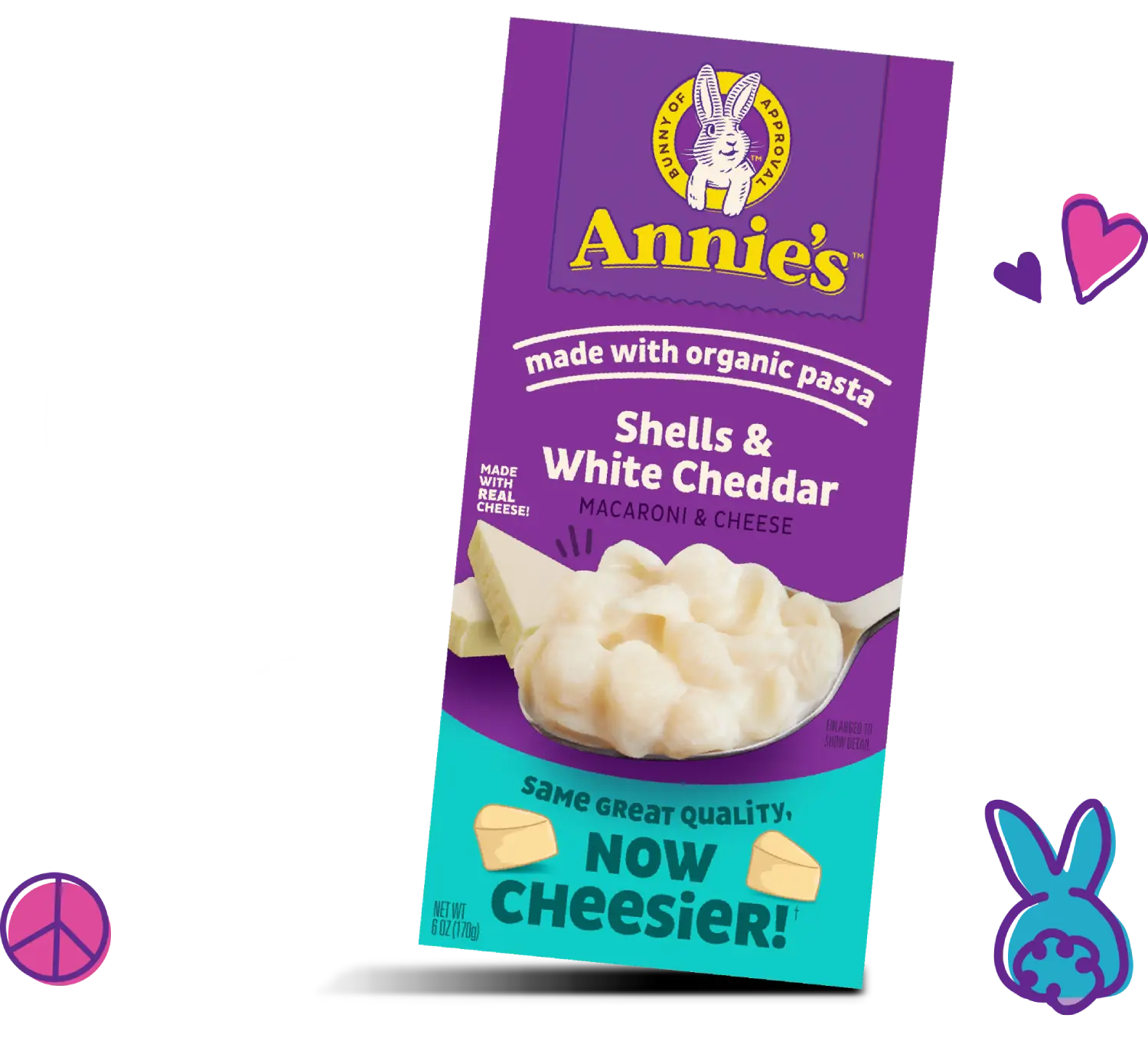 A box of Annie’s Shells and White Cheddar Macaroni and Cheese